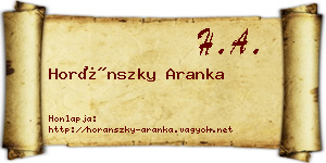 Horánszky Aranka névjegykártya