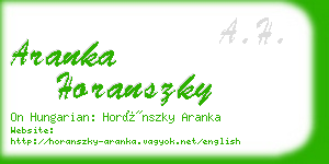 aranka horanszky business card